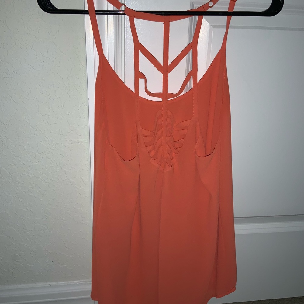 Orange open back tank top